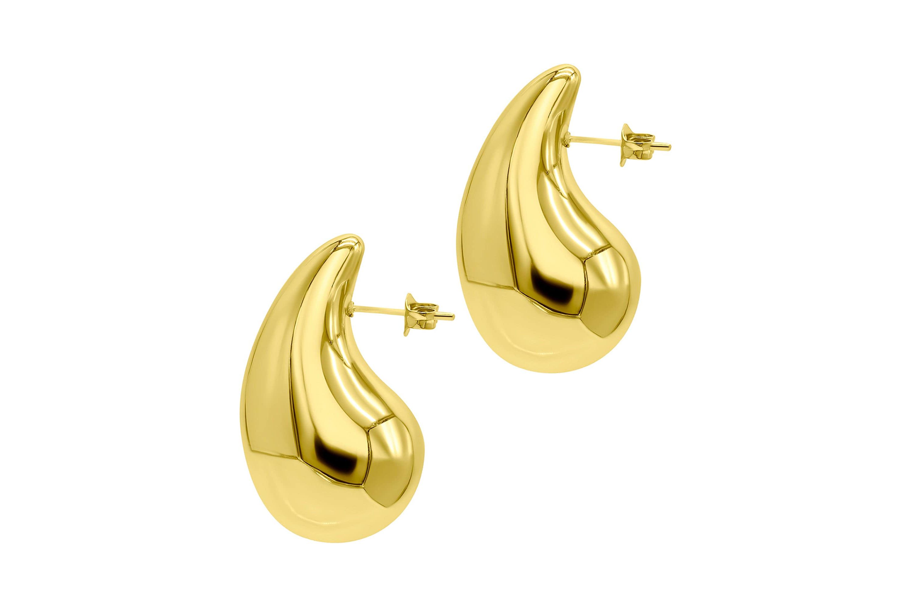 Tarnish Resistant 14k Gold Plated Teardrop Sculptural Stud Earrings