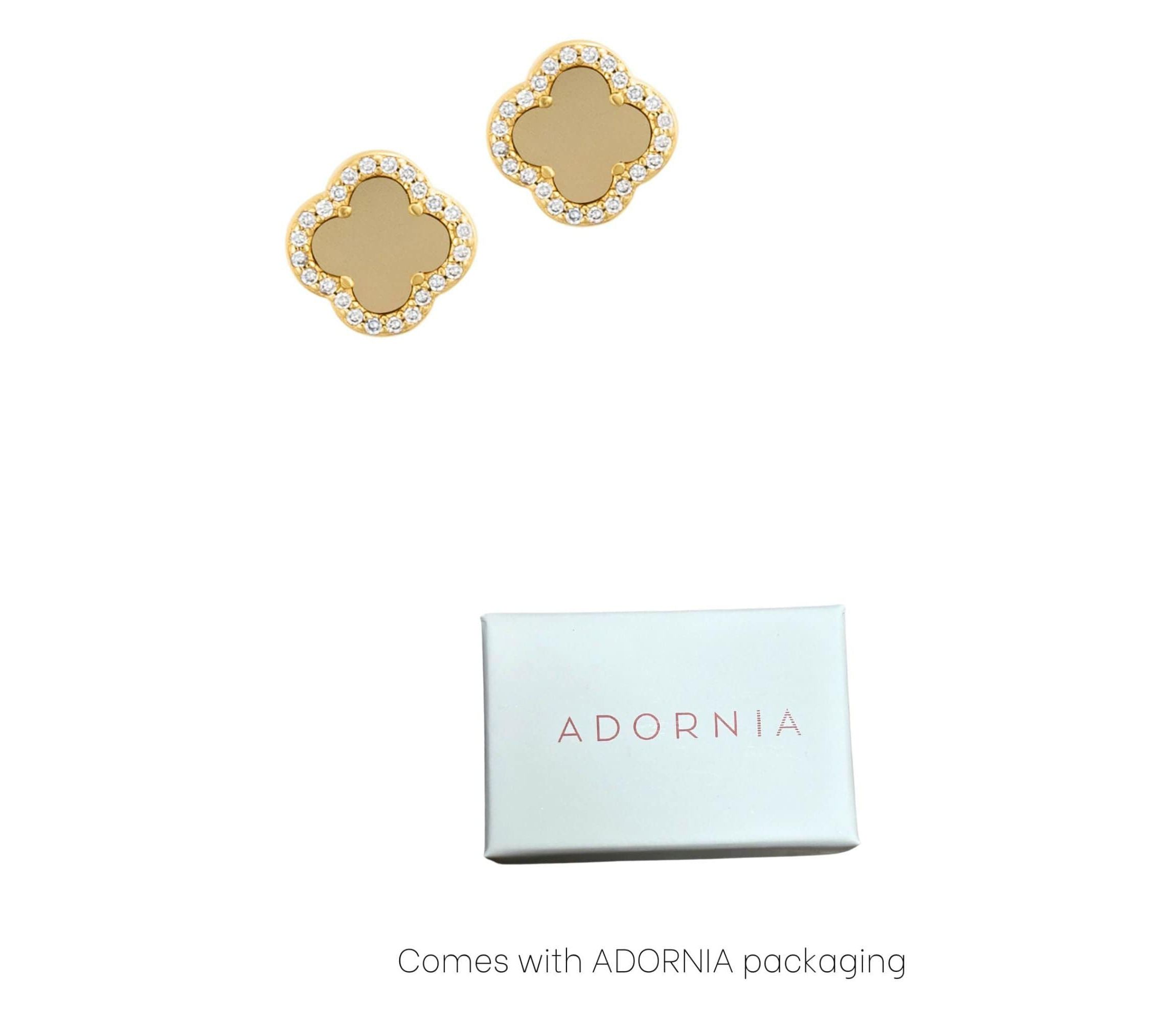 14k Gold Plated Clover Halo Stud Earrings