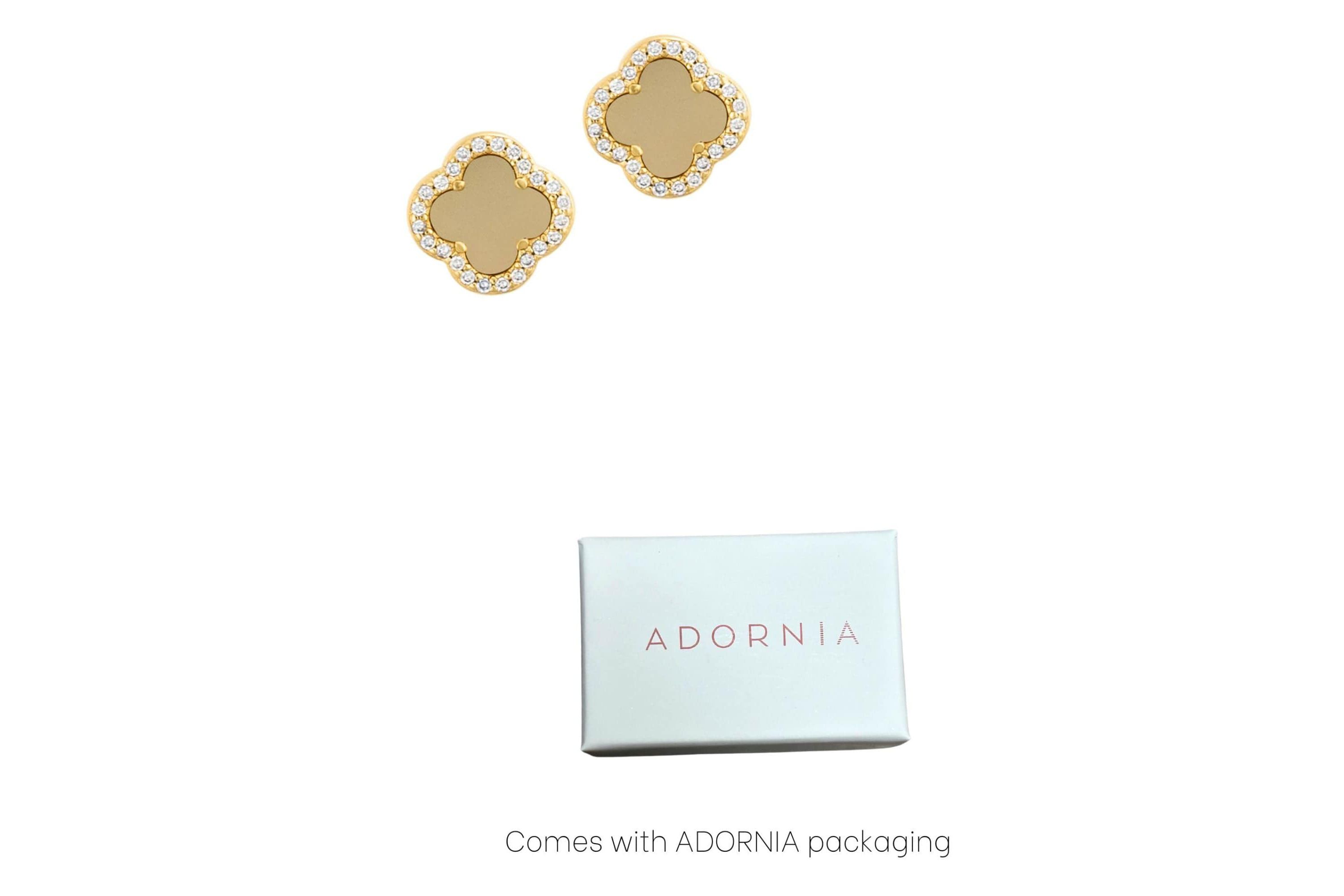 14k Gold Plated Clover Halo Stud Earrings