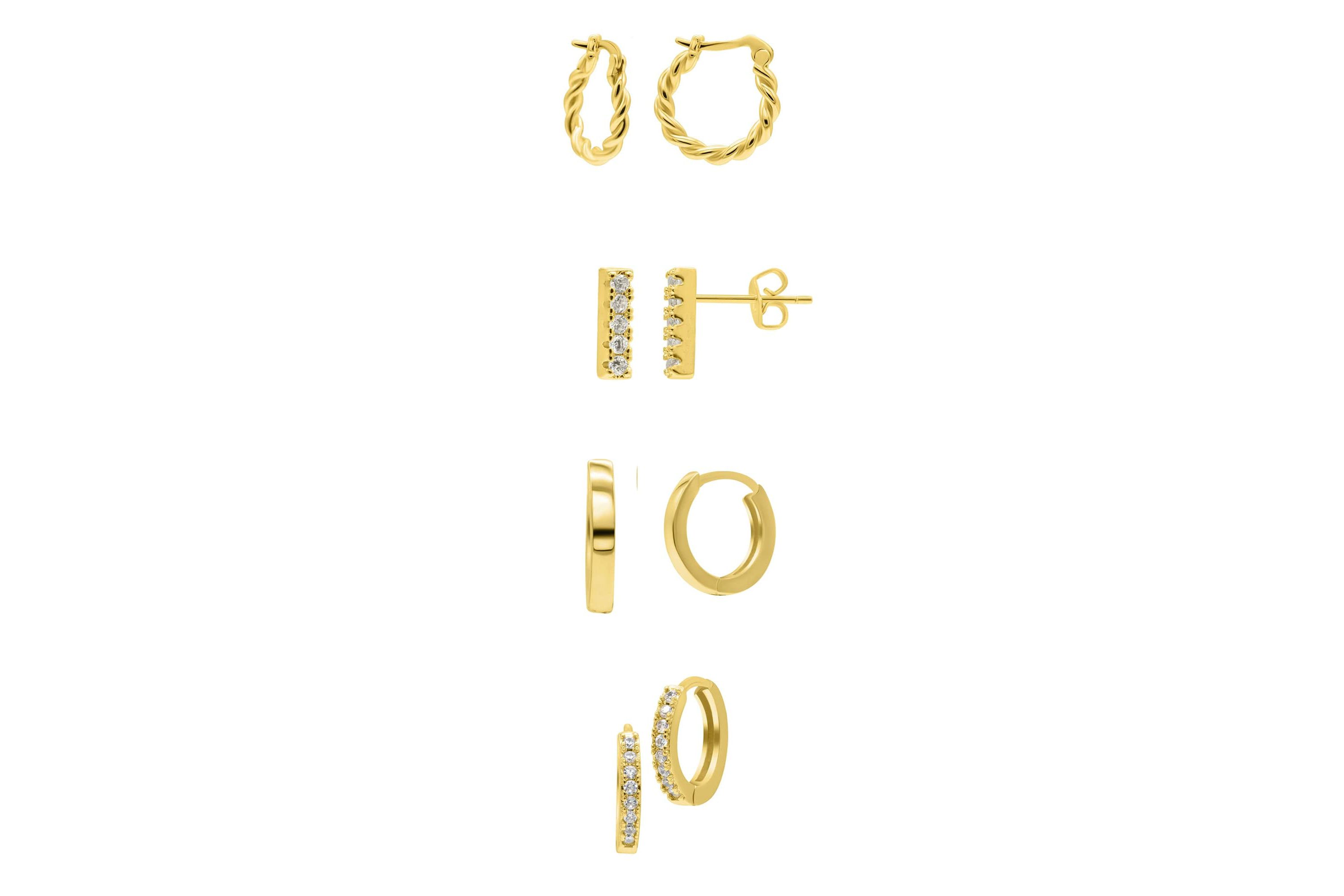 14k Gold Plated Set of 4 Earrings