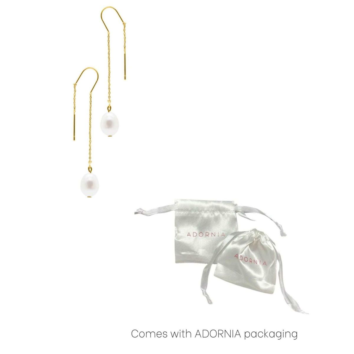 14k Gold Plated Threader Earrings with Freshwater Pearl