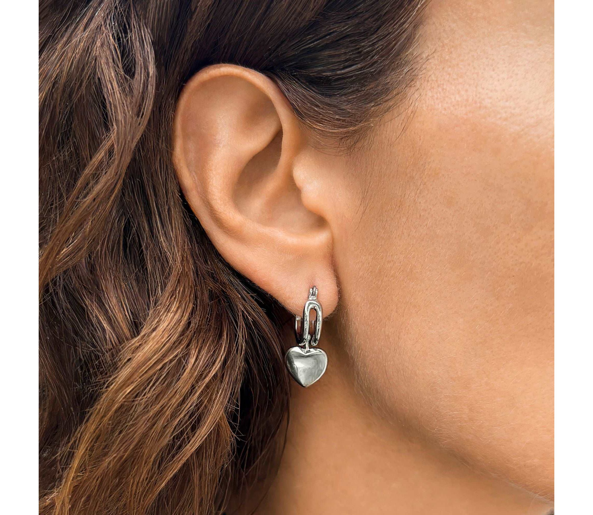 Silver Plated Heart Huggie Earrings