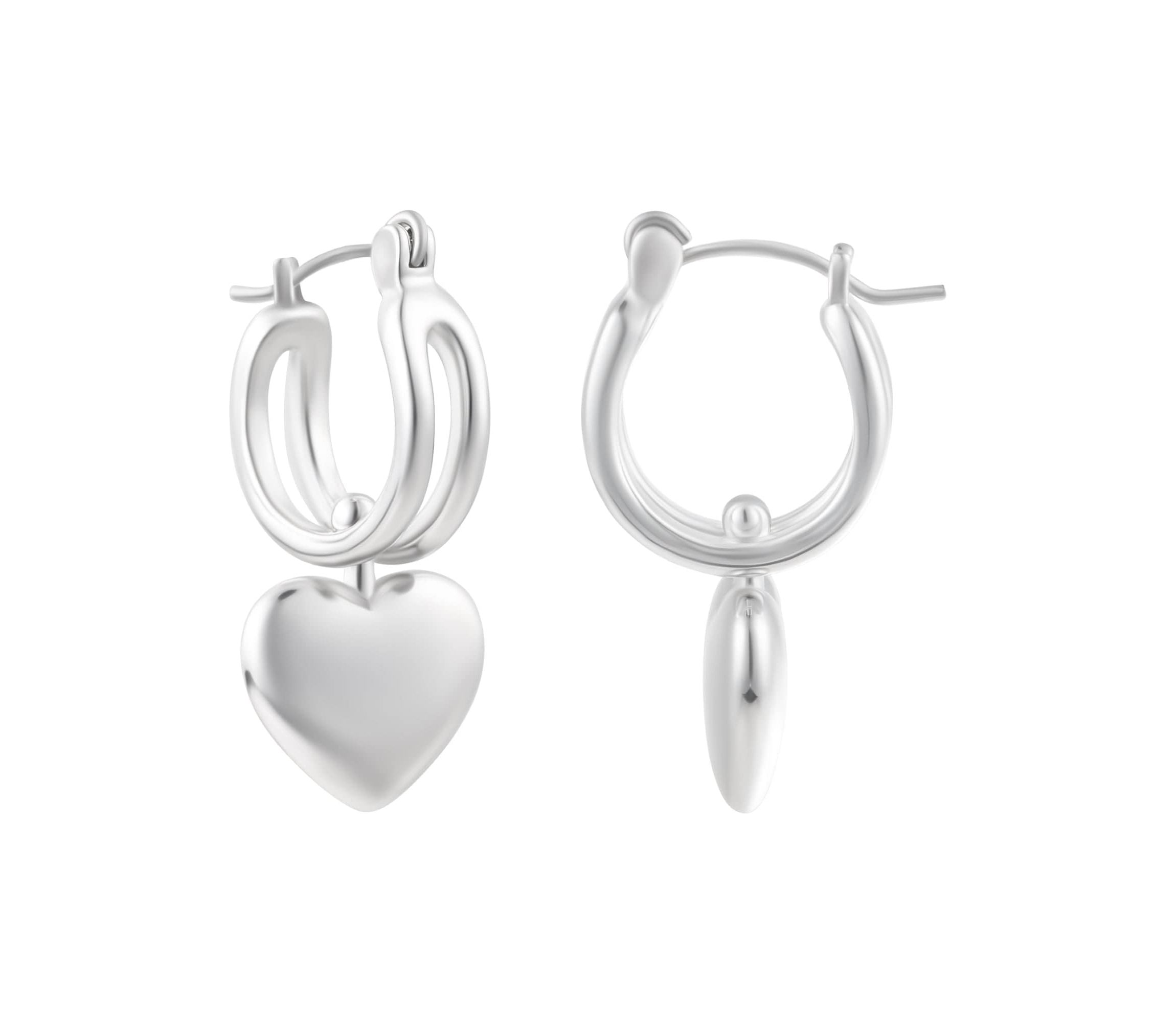 Silver Plated Heart Huggie Earrings