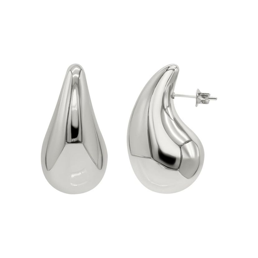 Tarnish Resistant Sterling Silver Plated Teardrop Sculptural Stud Earrings
