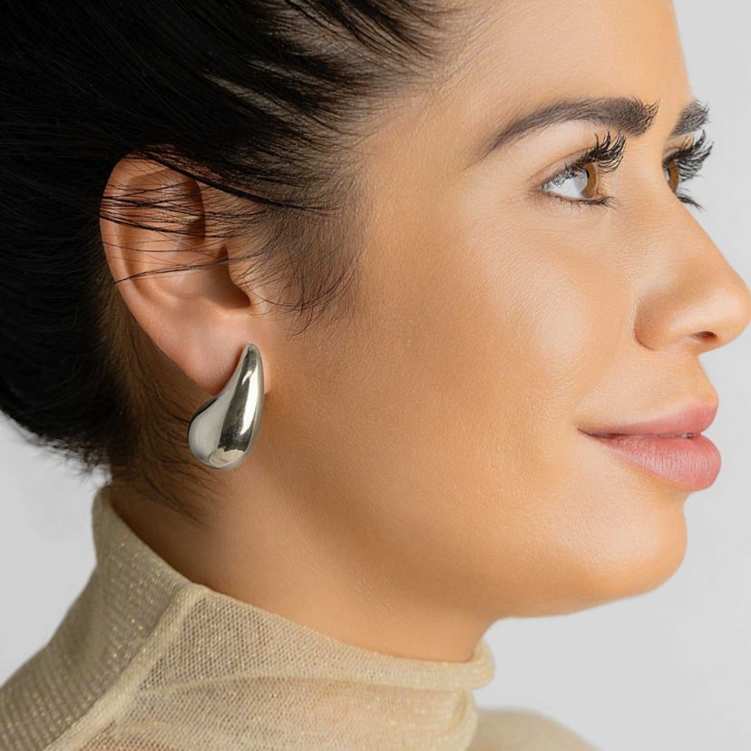 Tarnish Resistant Sterling Silver Plated Teardrop Sculptural Stud Earrings