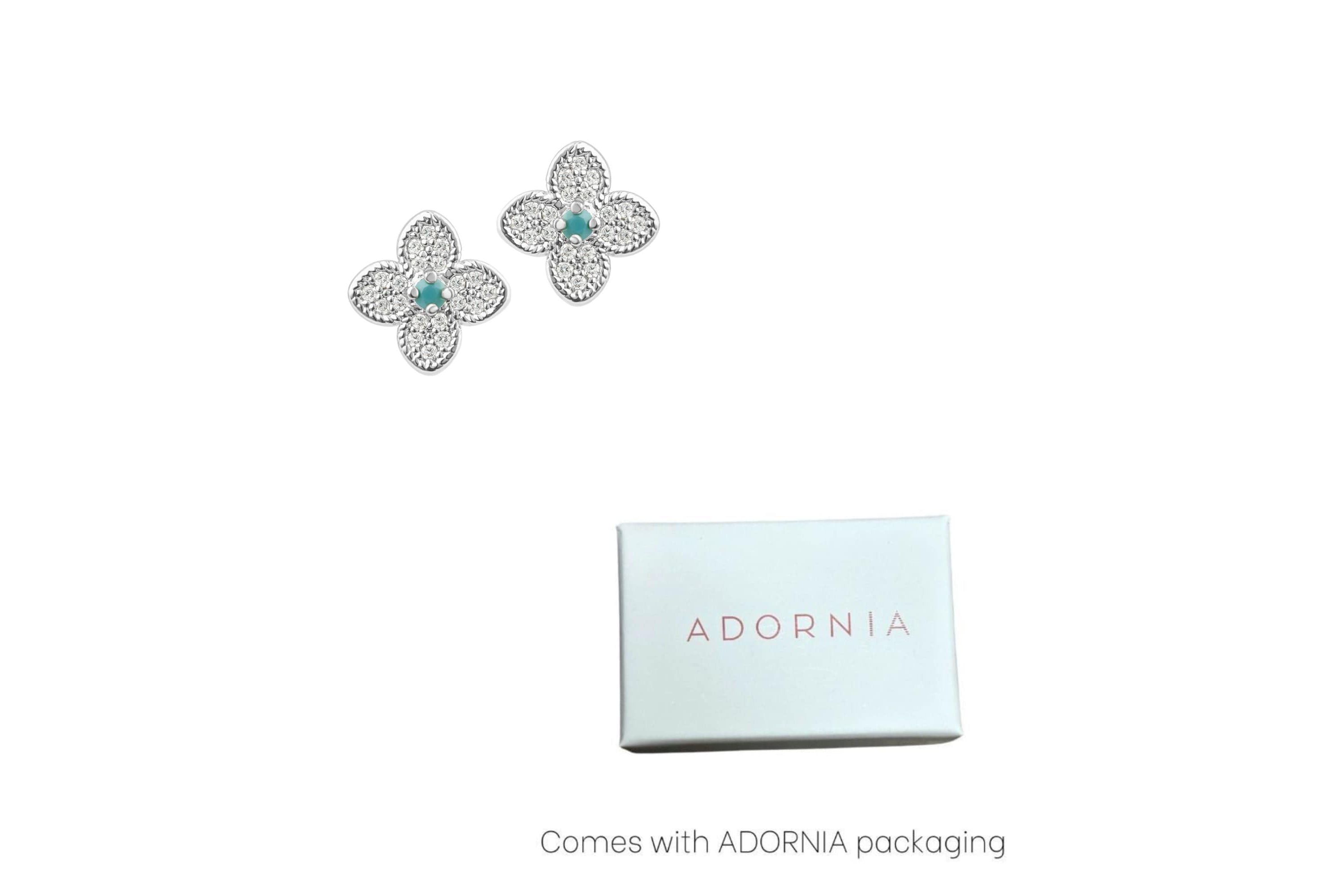 Silver Plated Turquoise Flower Earrings
