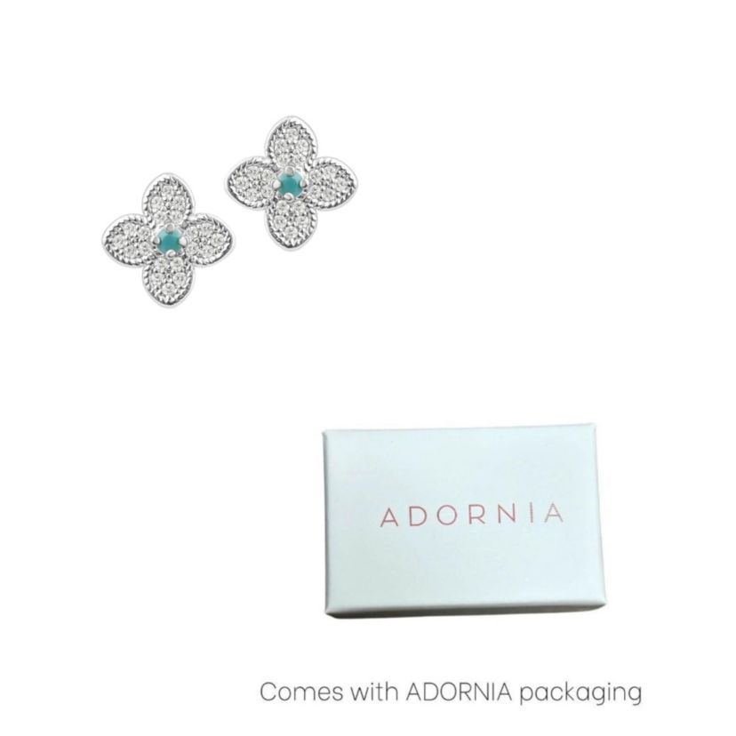 Silver Plated Turquoise Flower Earrings