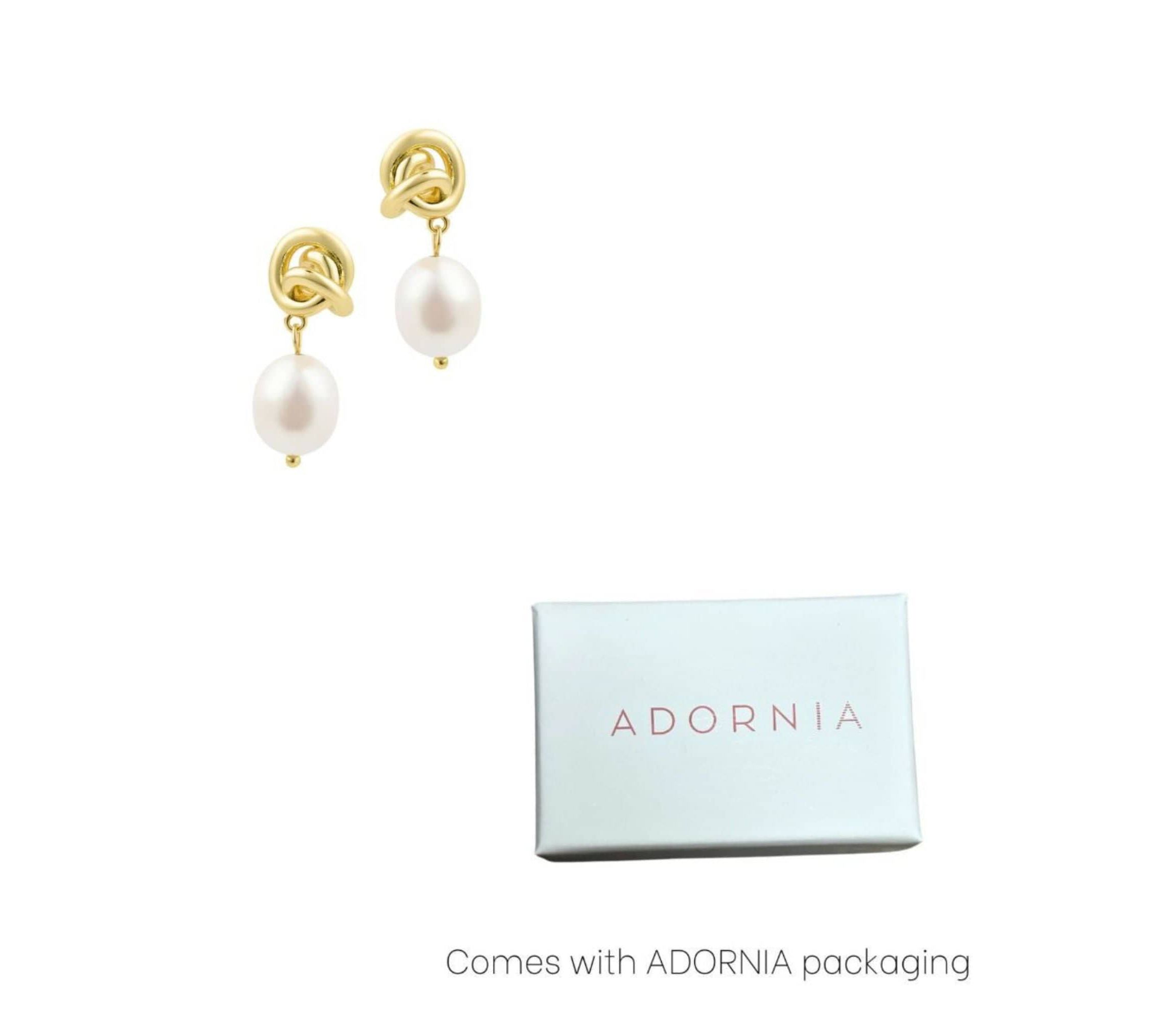 14k Gold Plated Freshwater Pearl Knot Earrings