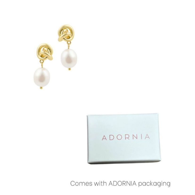 14k Gold Plated Freshwater Pearl Knot Earrings