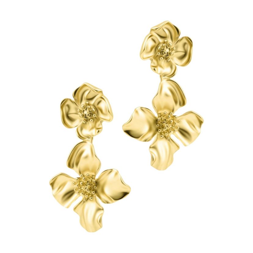 Gold Plated Flower Drop Earrings