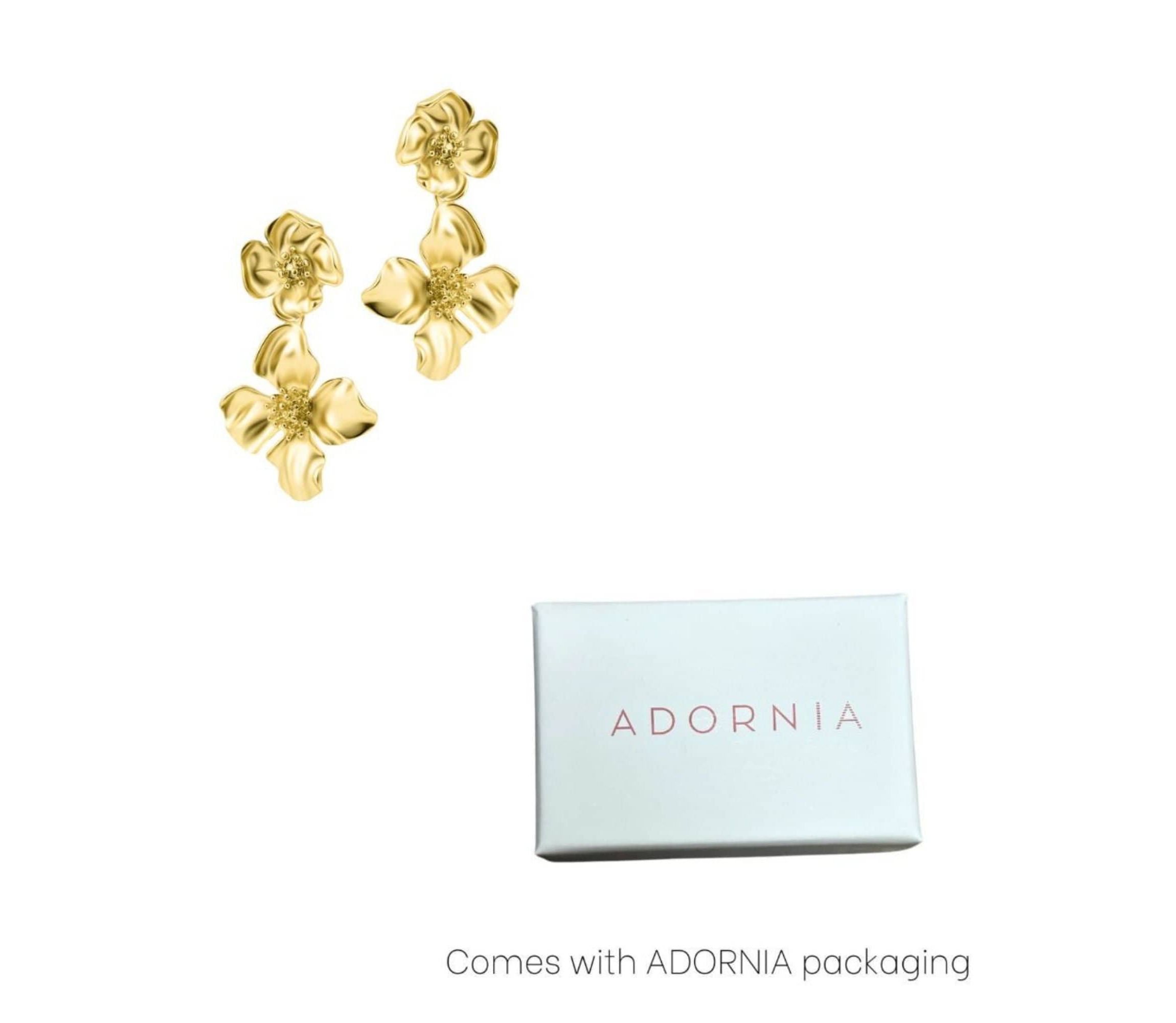 Gold Plated Flower Drop Earrings
