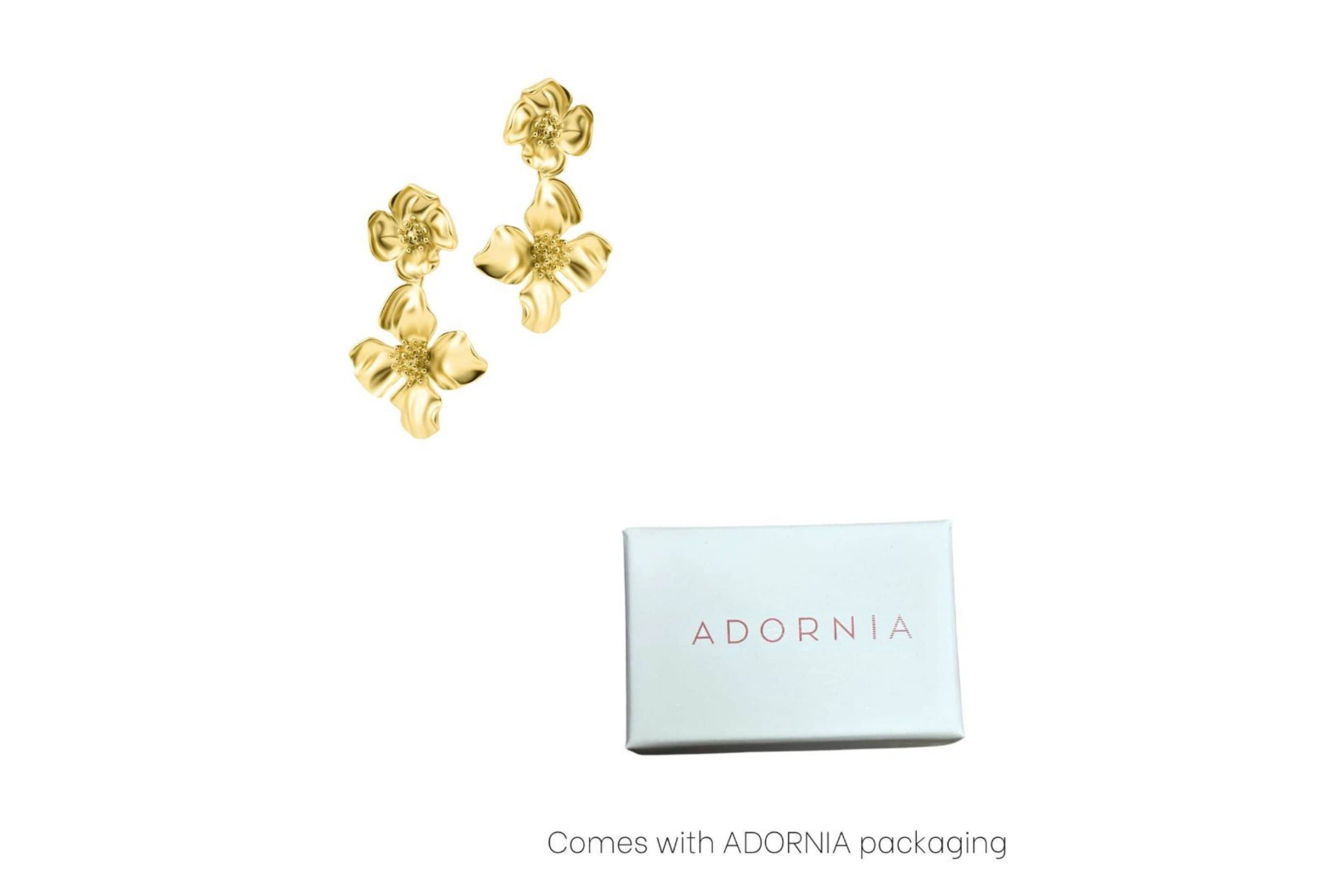 Gold Plated Flower Drop Earrings
