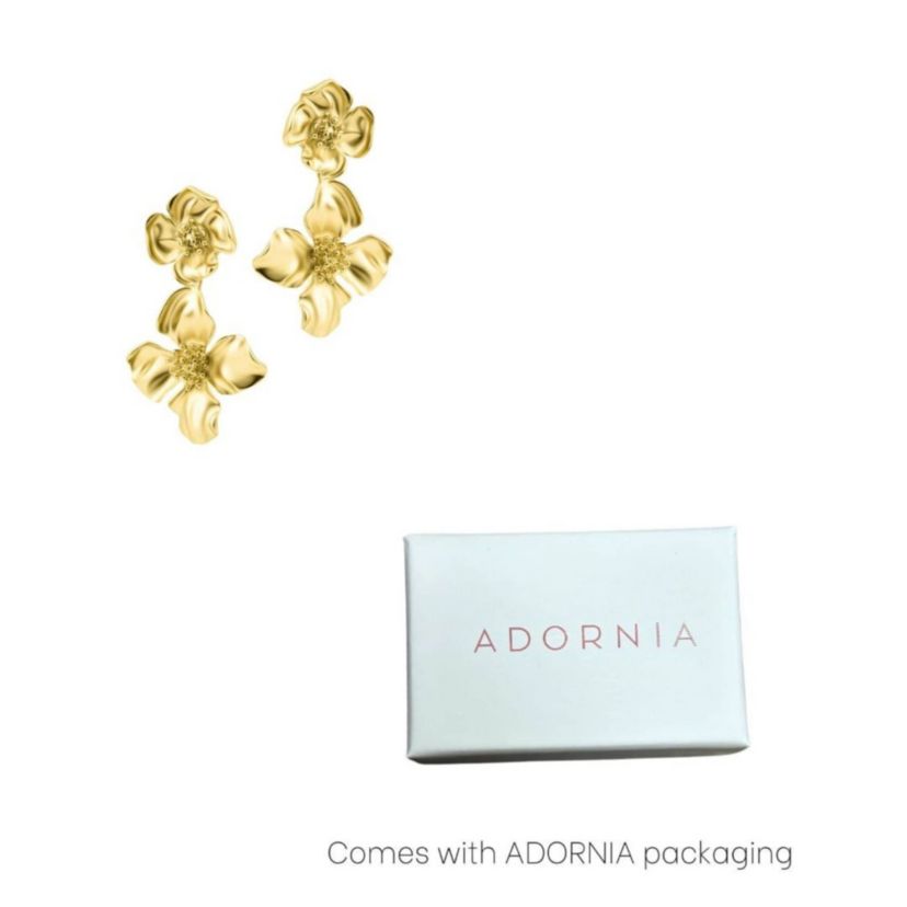 Gold Plated Flower Drop Earrings