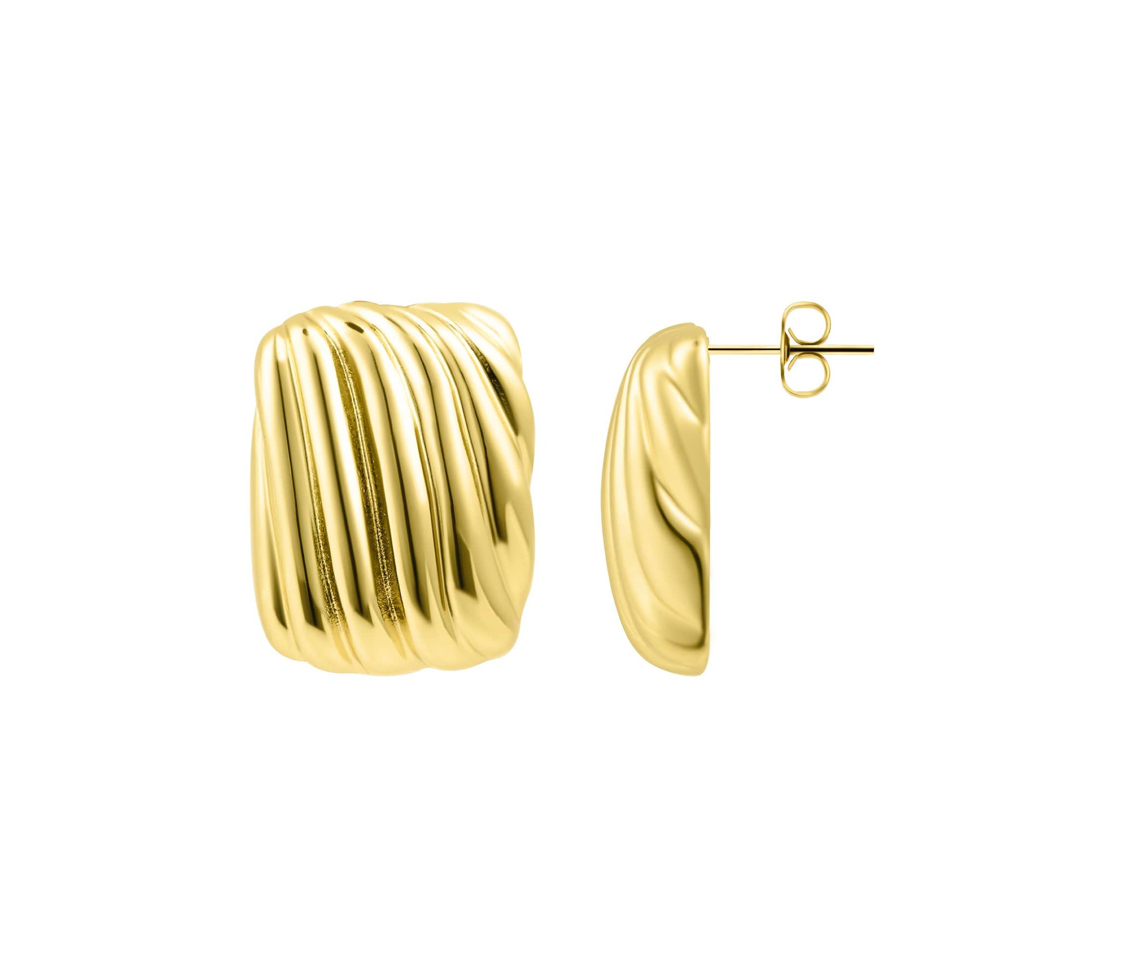 14k Gold Plated Rectangle Wavy Earrings