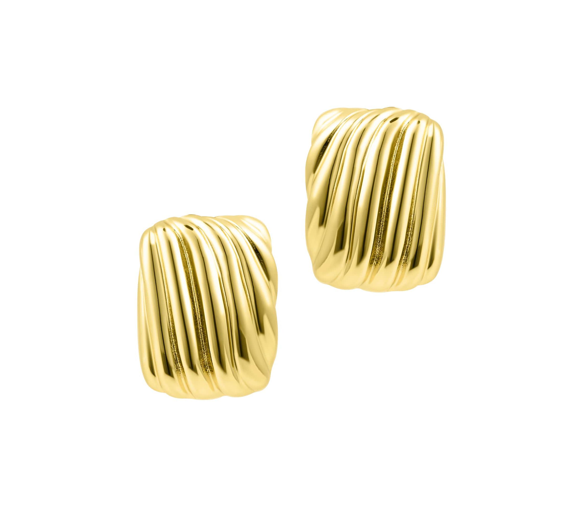 14k Gold Plated Rectangle Wavy Earrings