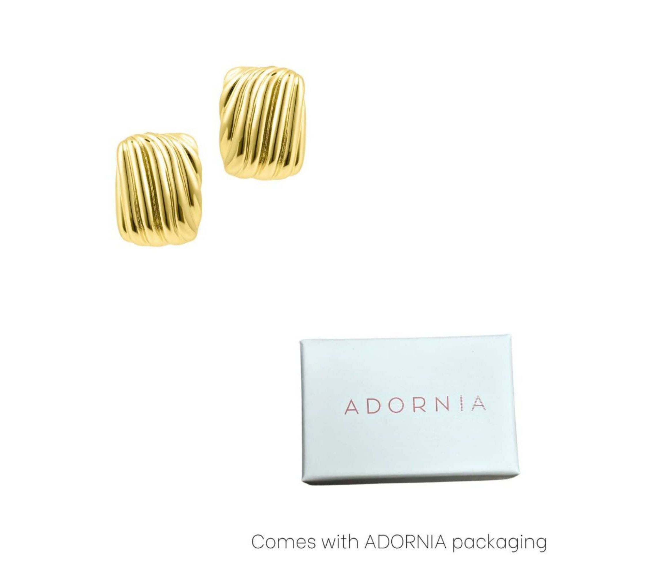 14k Gold Plated Rectangle Wavy Earrings