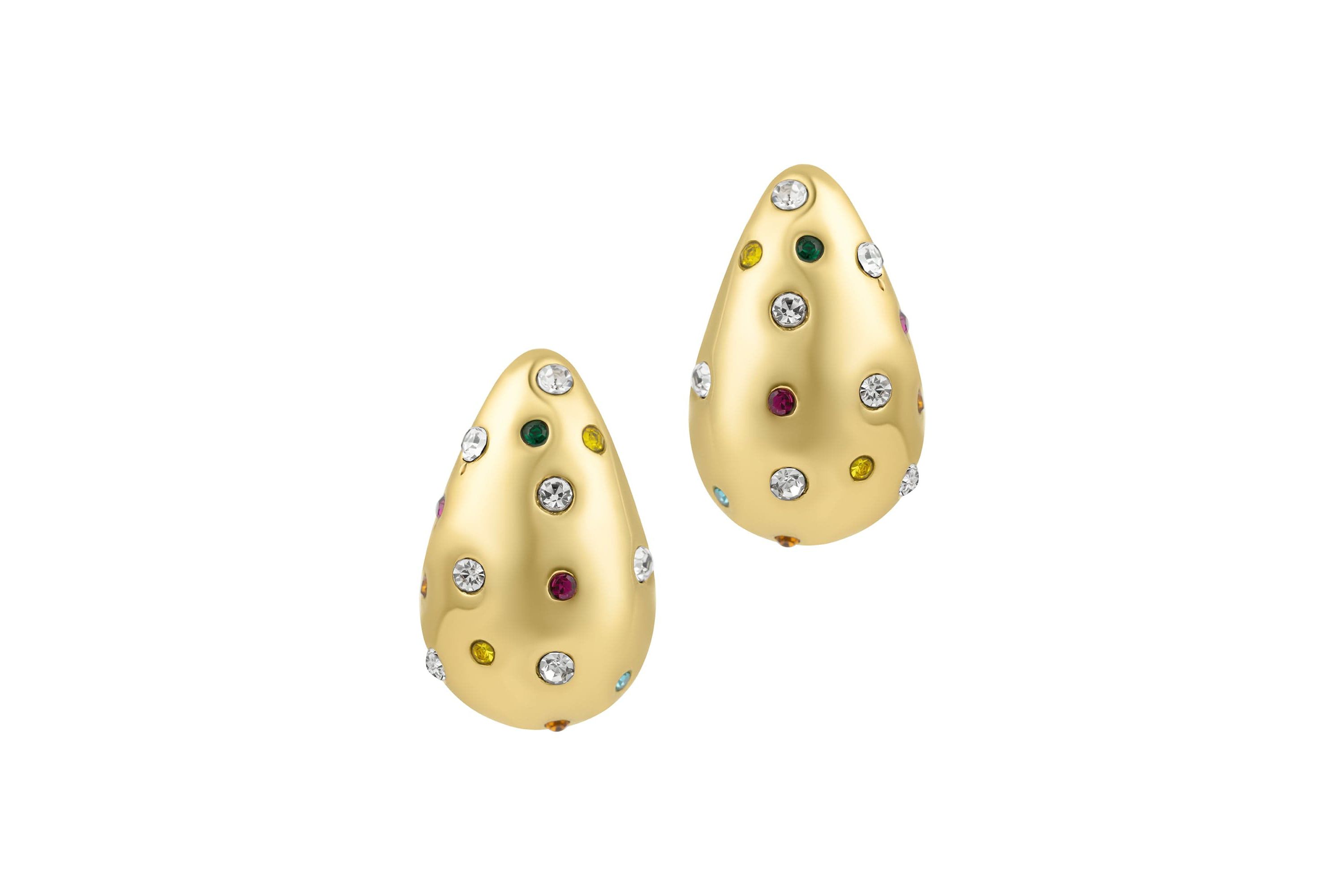 14k Gold Plated Multicolor Crystal Teardrop Earrings