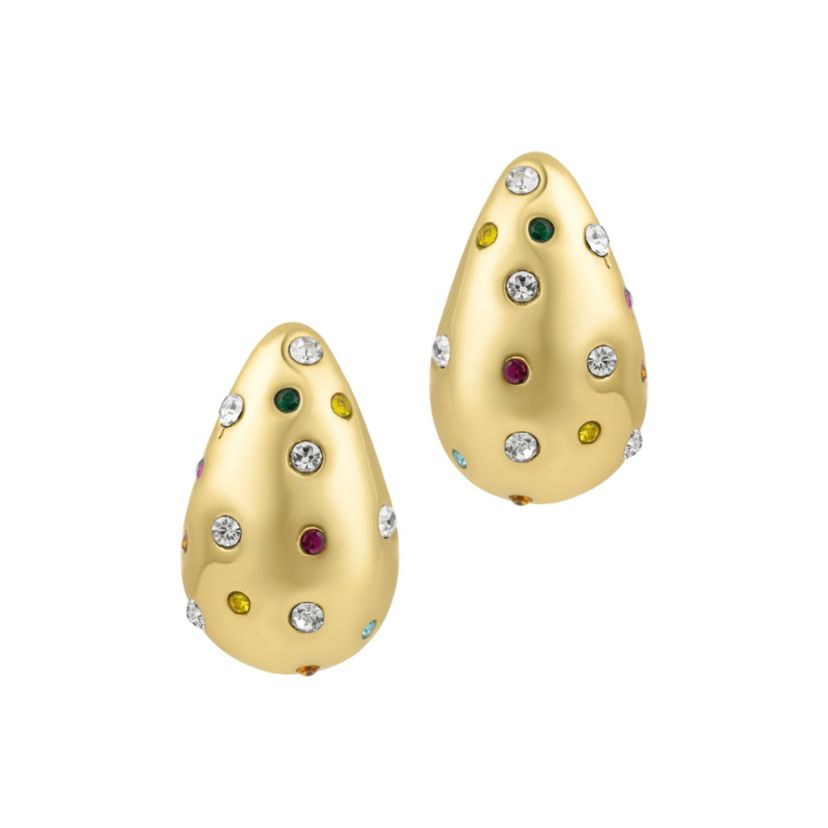 14k Gold Plated Multicolor Crystal Teardrop Earrings