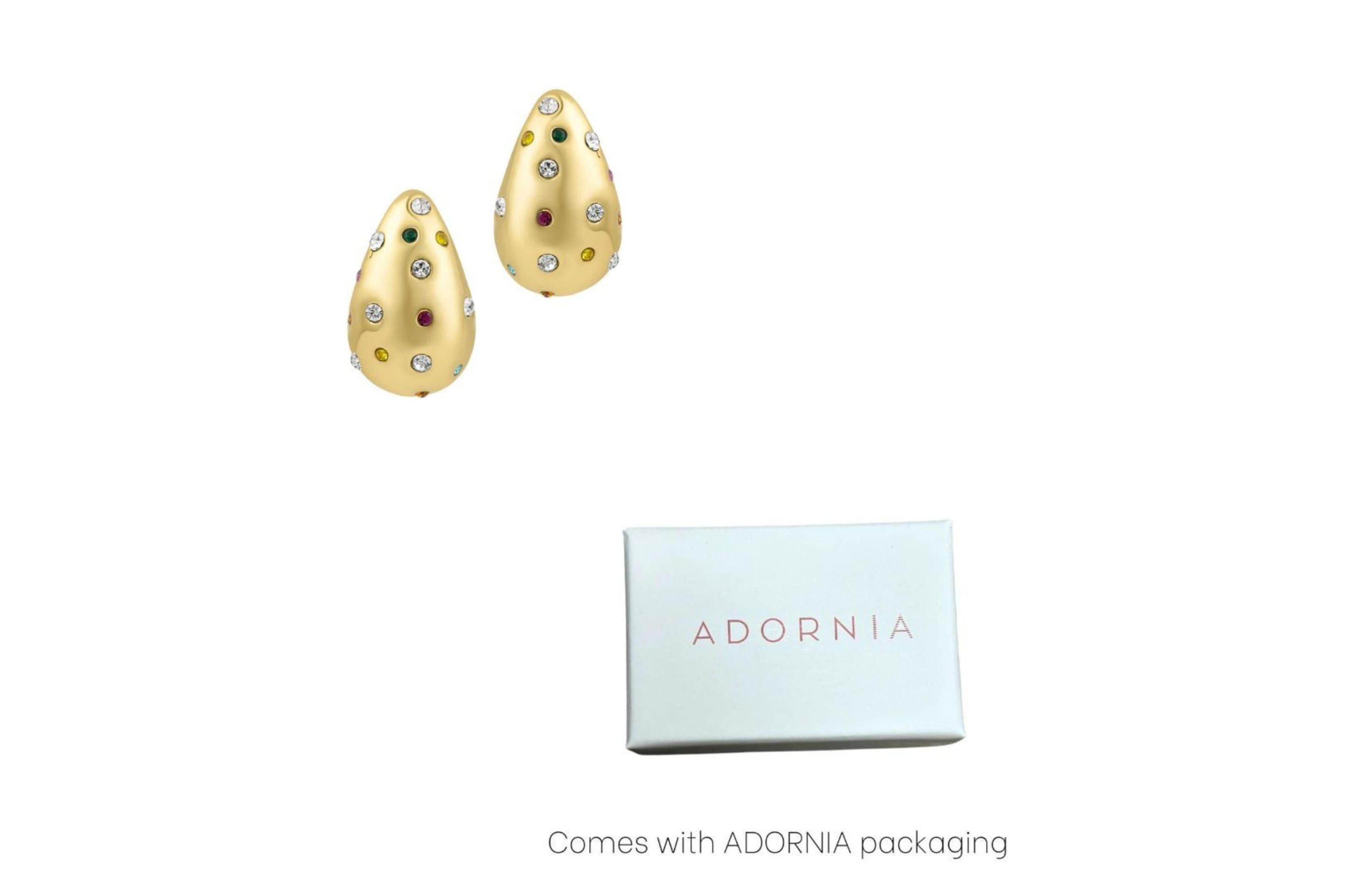 14k Gold Plated Multicolor Crystal Teardrop Earrings