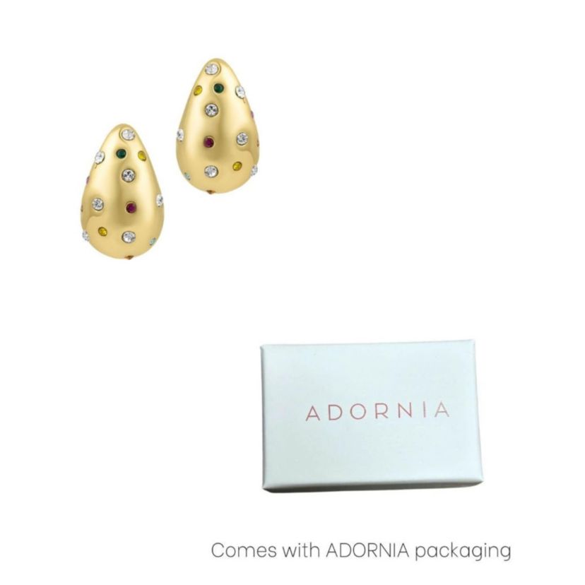 14k Gold Plated Multicolor Crystal Teardrop Earrings