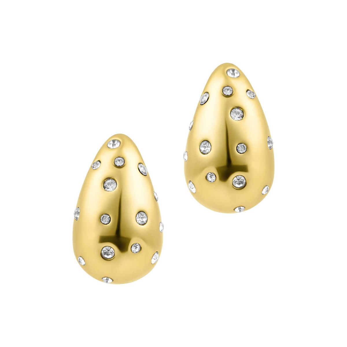 14k Gold Plated Clear Crystal Teardrop Earrings