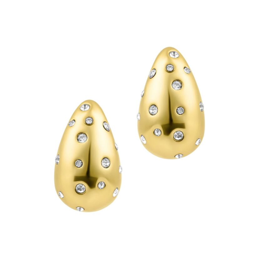 14k Gold Plated Clear Crystal Teardrop Earrings