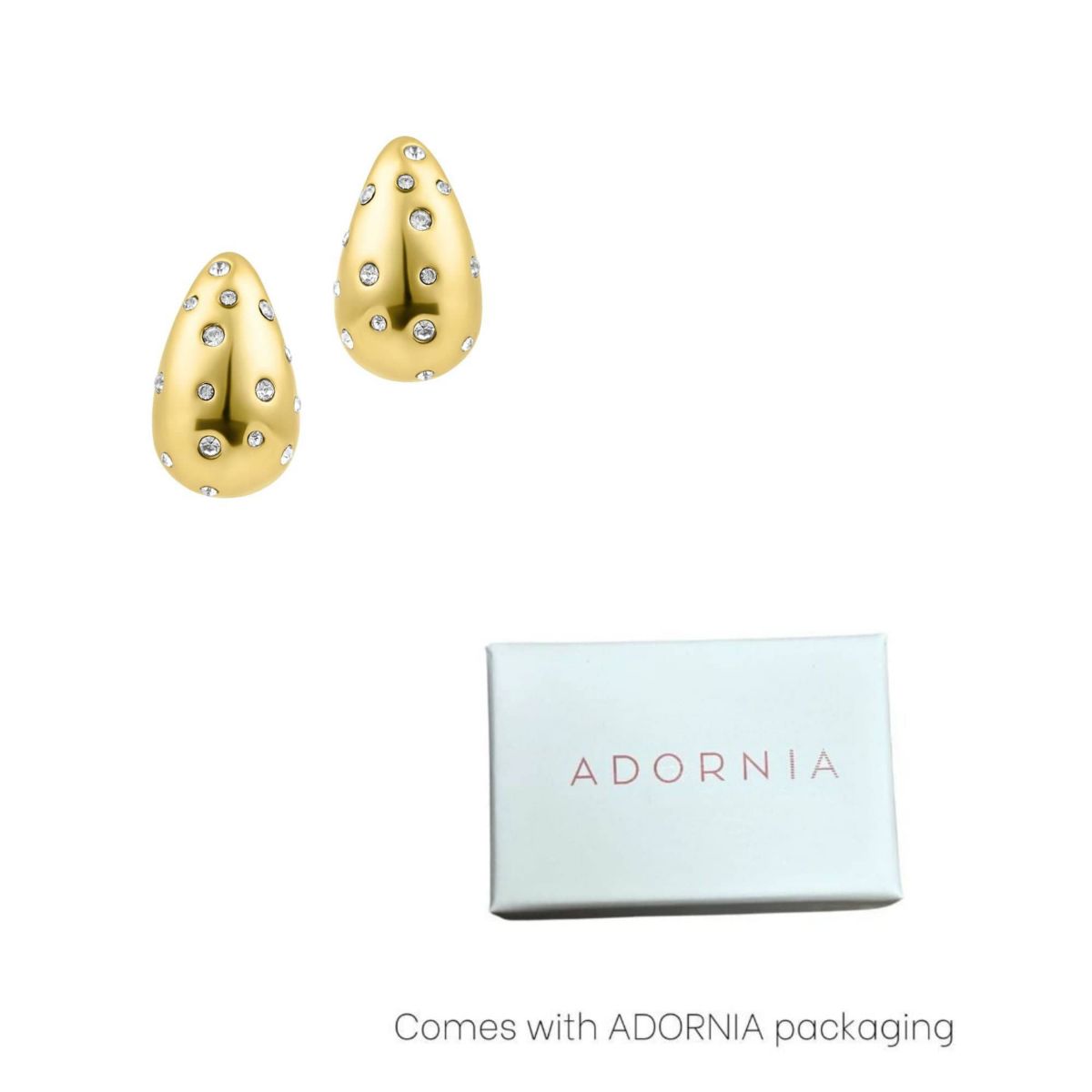 14k Gold Plated Clear Crystal Teardrop Earrings