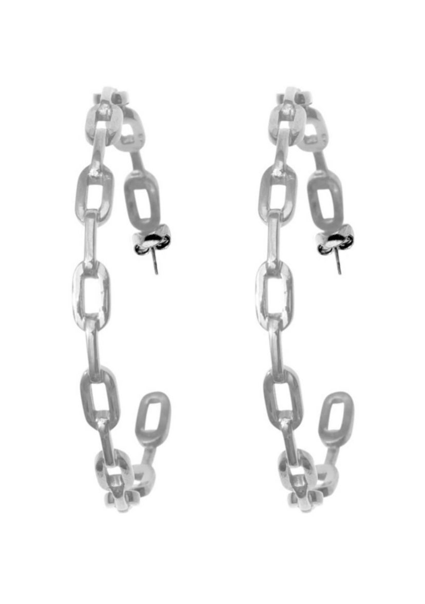 Silver Plated Link Hoop Earrings