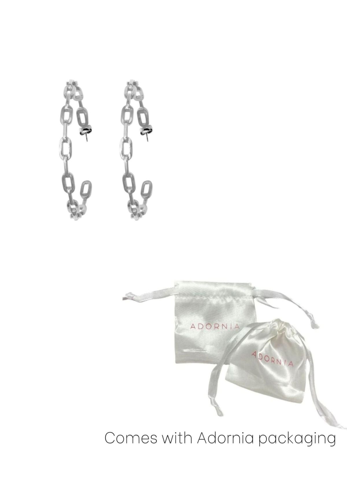 Silver Plated Link Hoop Earrings