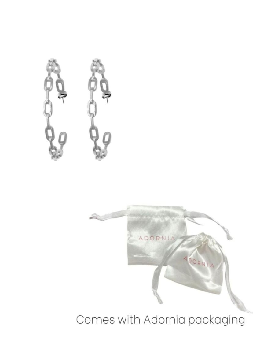 Silver Plated Link Hoop Earrings