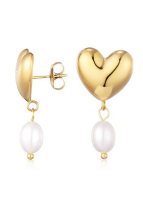 Adornia Heart and Freshwater Pearl Drop Earrings, White