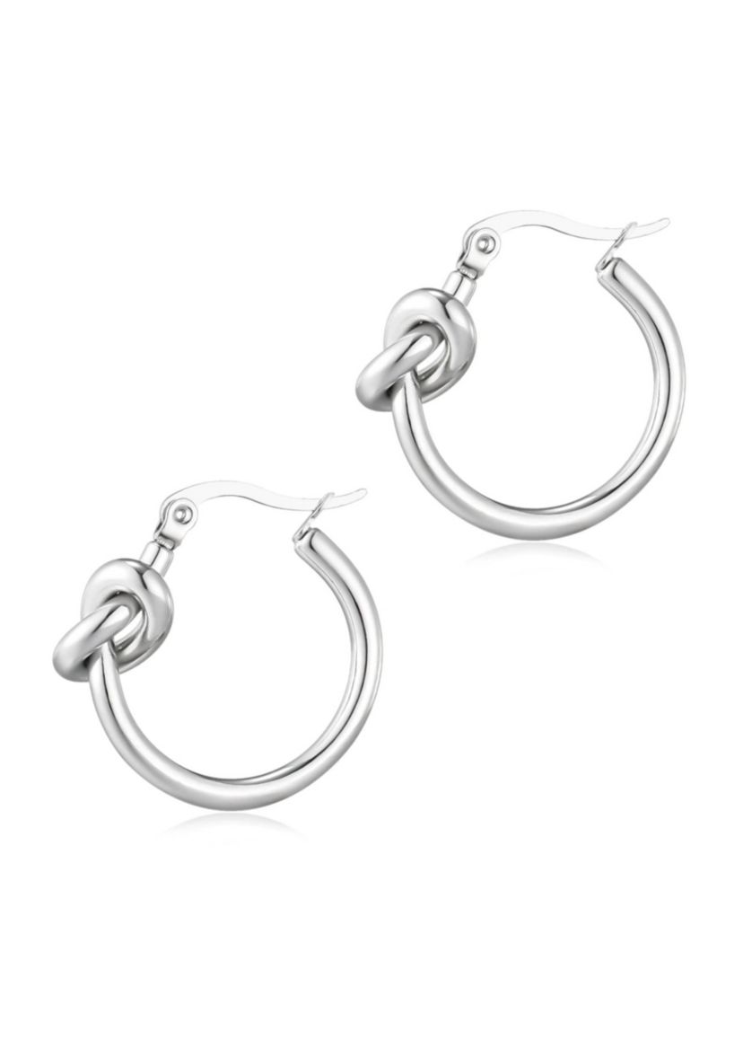Silver Plated Knot Hoop Earrings