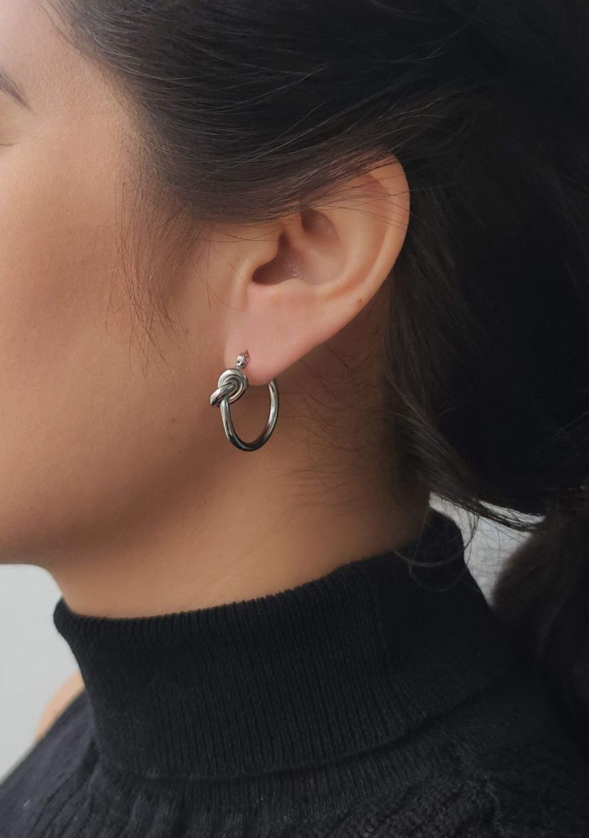 Silver Plated Knot Hoop Earrings