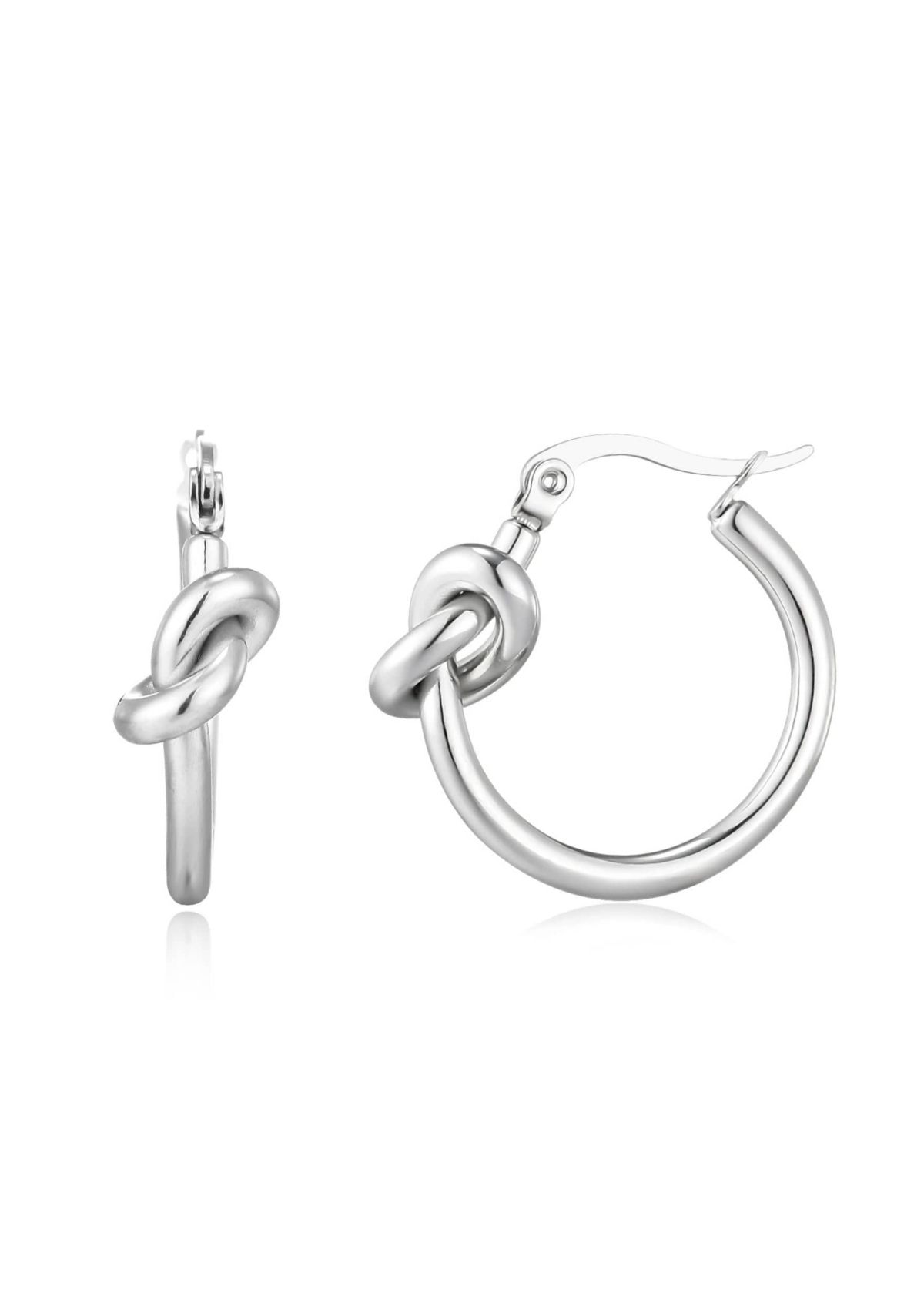 Silver Plated Knot Hoop Earrings