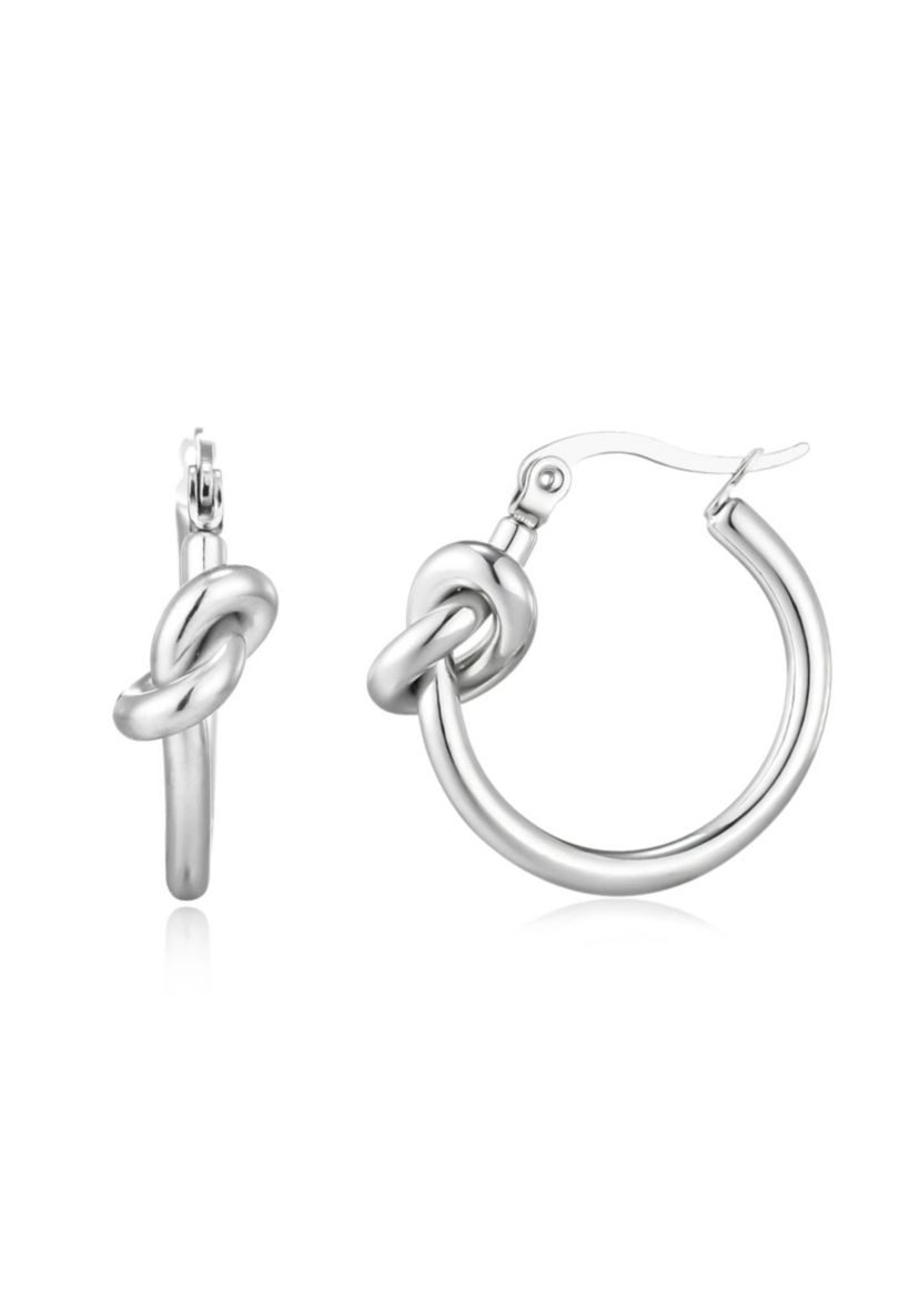 Silver Plated Knot Hoop Earrings