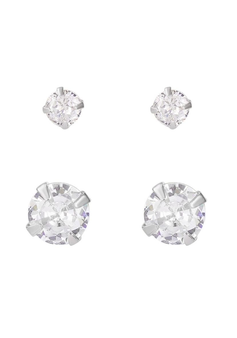 .925 Sterling Silver Solitaire Stud Earrings Set