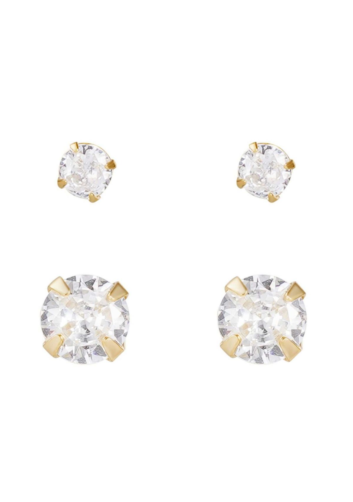 14k Gold Vermeil .925 Sterling Silver Solitaire Stud Earrings Set