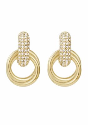 Adornia Tarnish Resistant 14k Gold Plated Crystal Doorknocker Earrings
