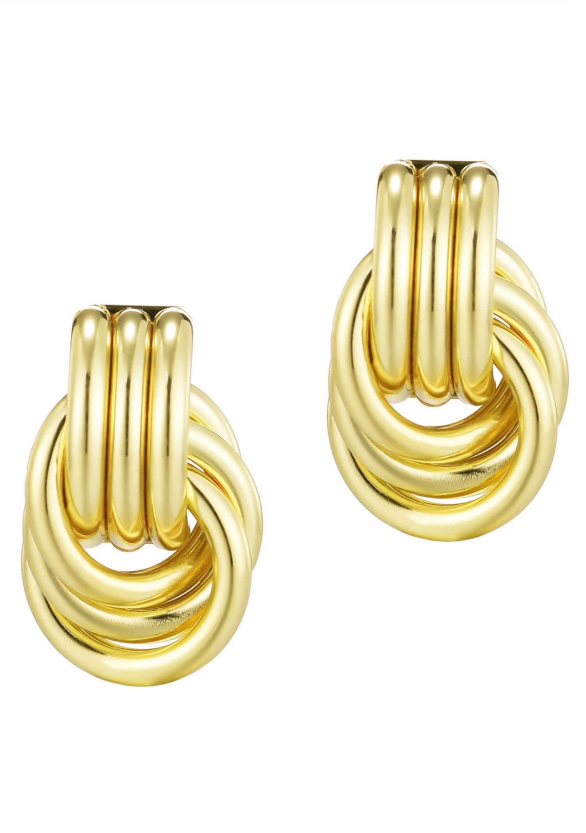 Gold Plated Doorknocker Stud Earrings