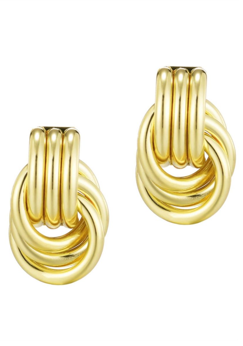 Gold Plated Doorknocker Stud Earrings