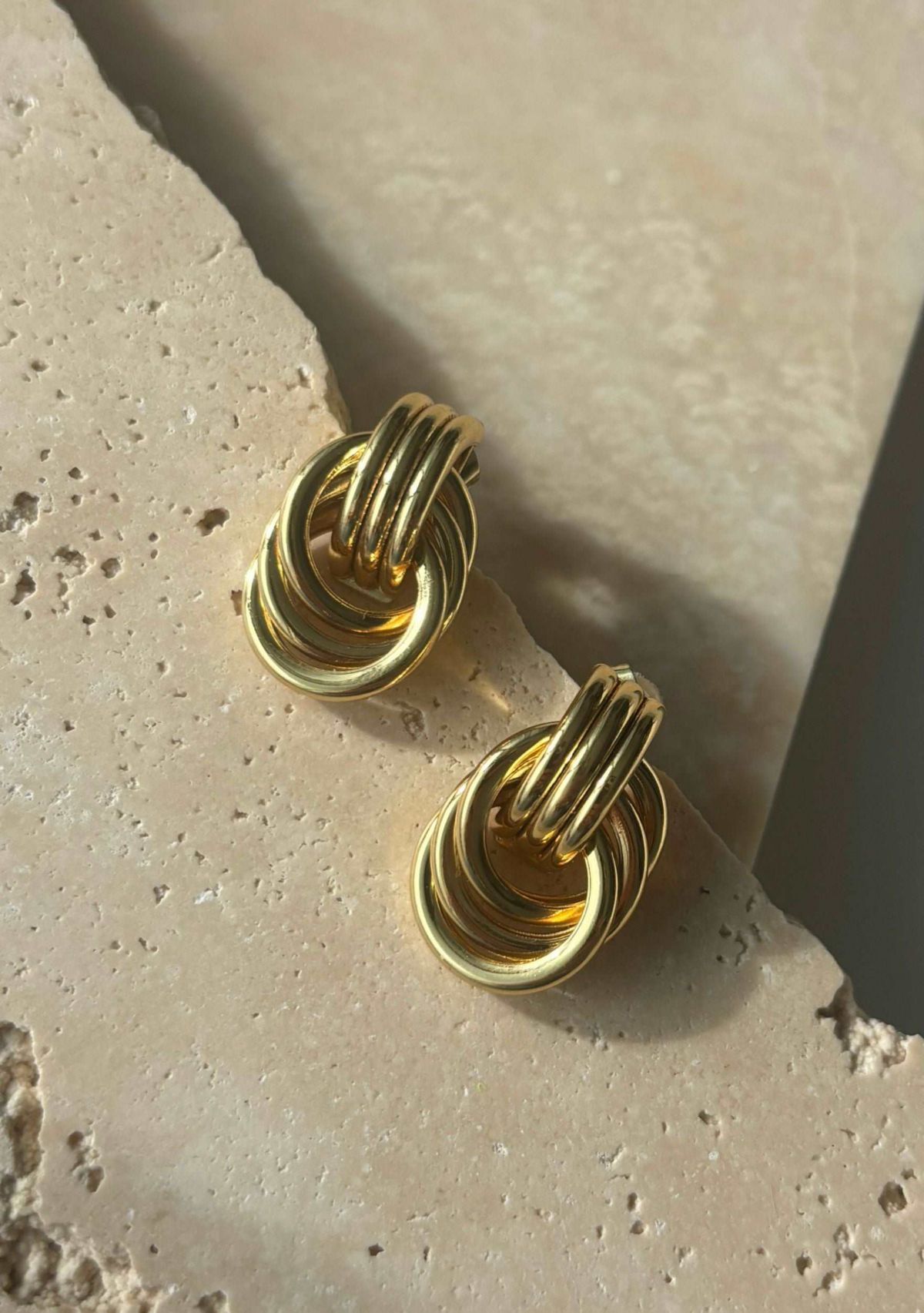 Gold Plated Doorknocker Stud Earrings