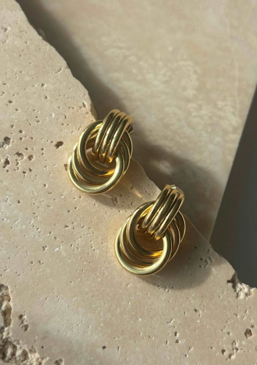 Gold Plated Doorknocker Stud Earrings