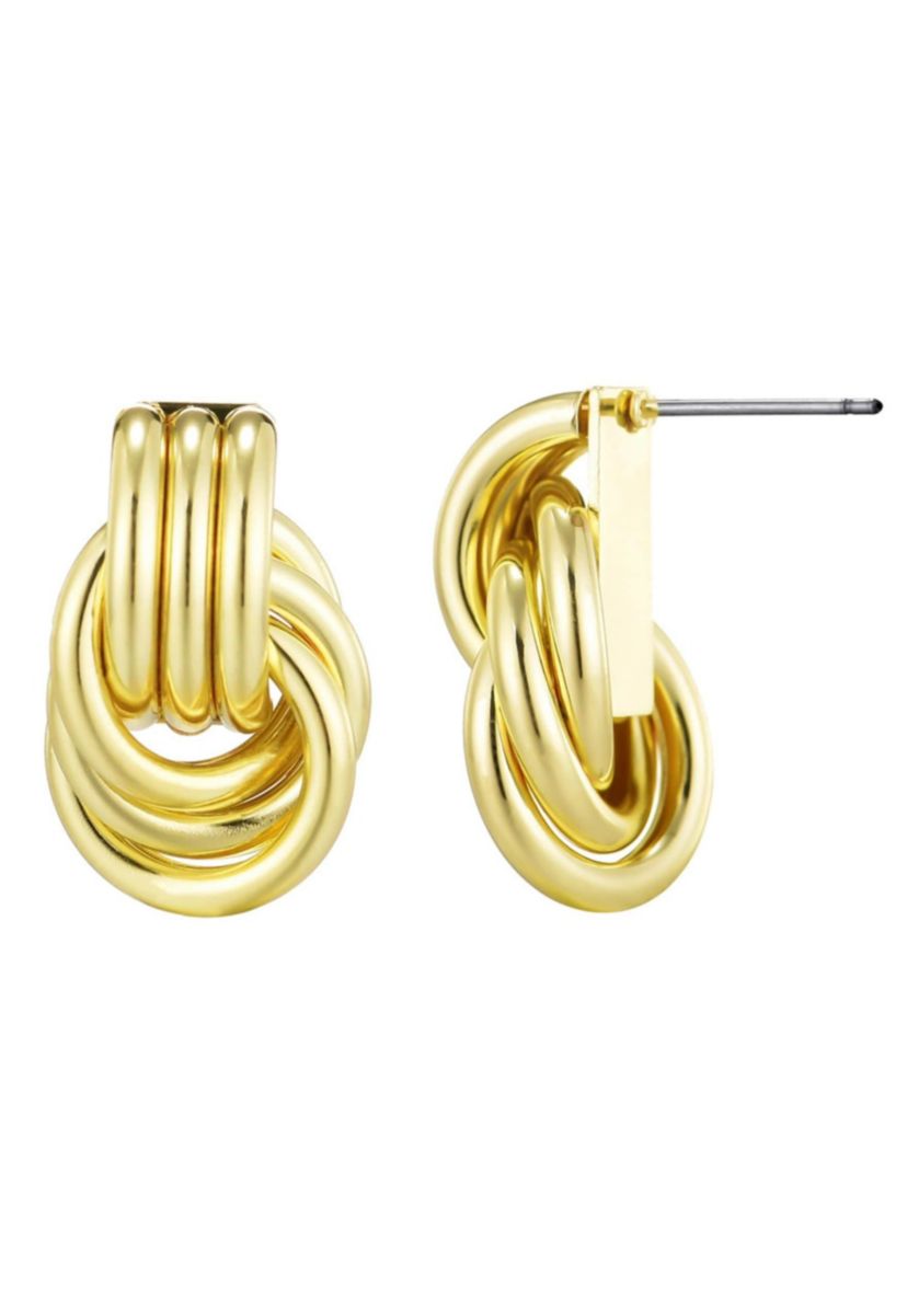 Gold Plated Doorknocker Stud Earrings