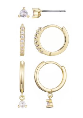 Adornia 14k Gold Plated CZ Earring Set