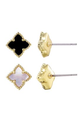 Adornia 14k Gold Plated Clover Stud Set