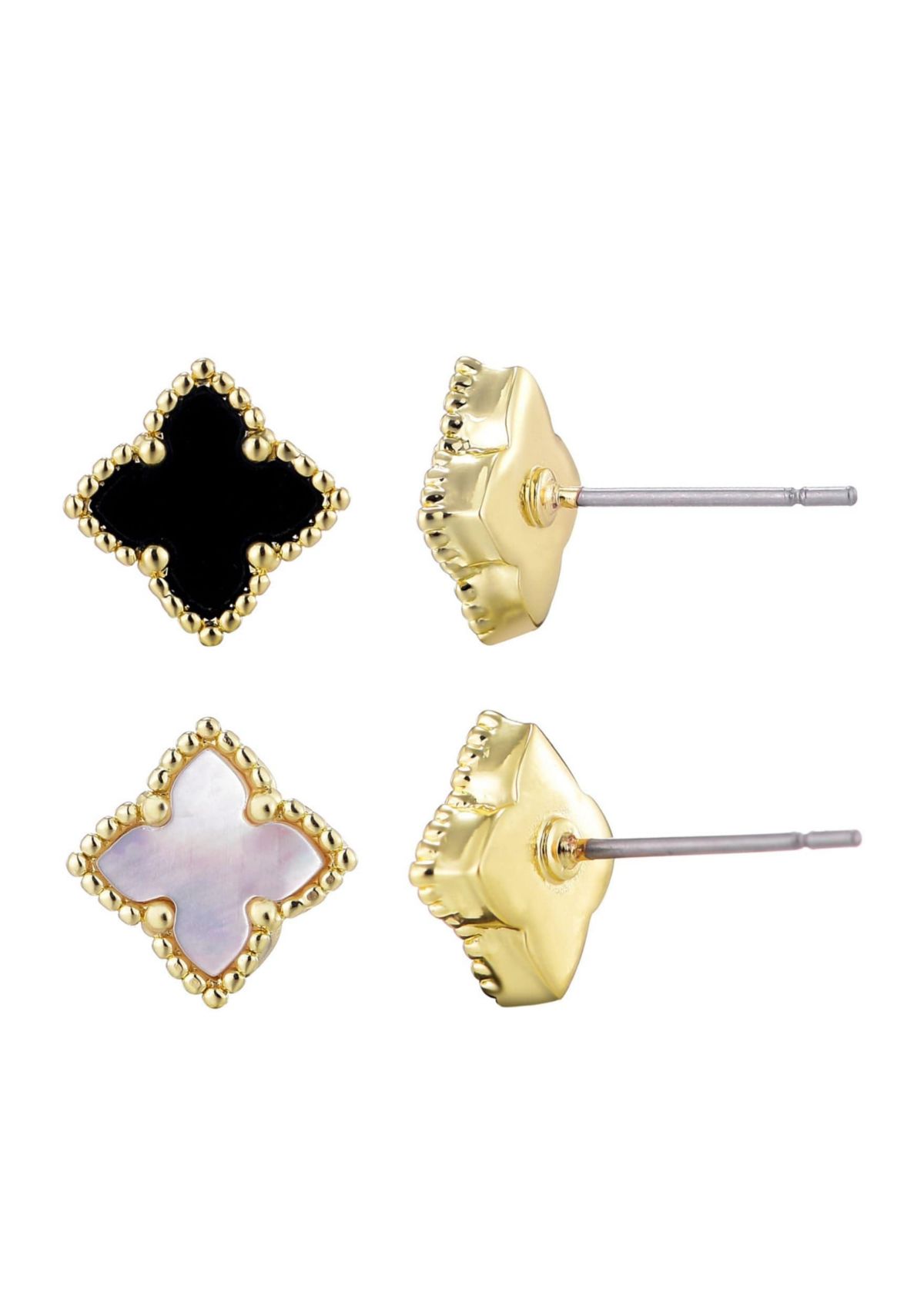 14k Gold Plated Clover Stud Set