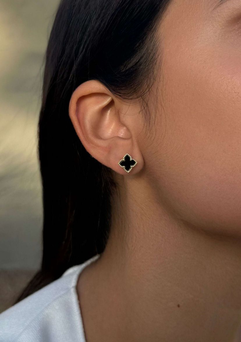 14k Gold Plated Clover Stud Set