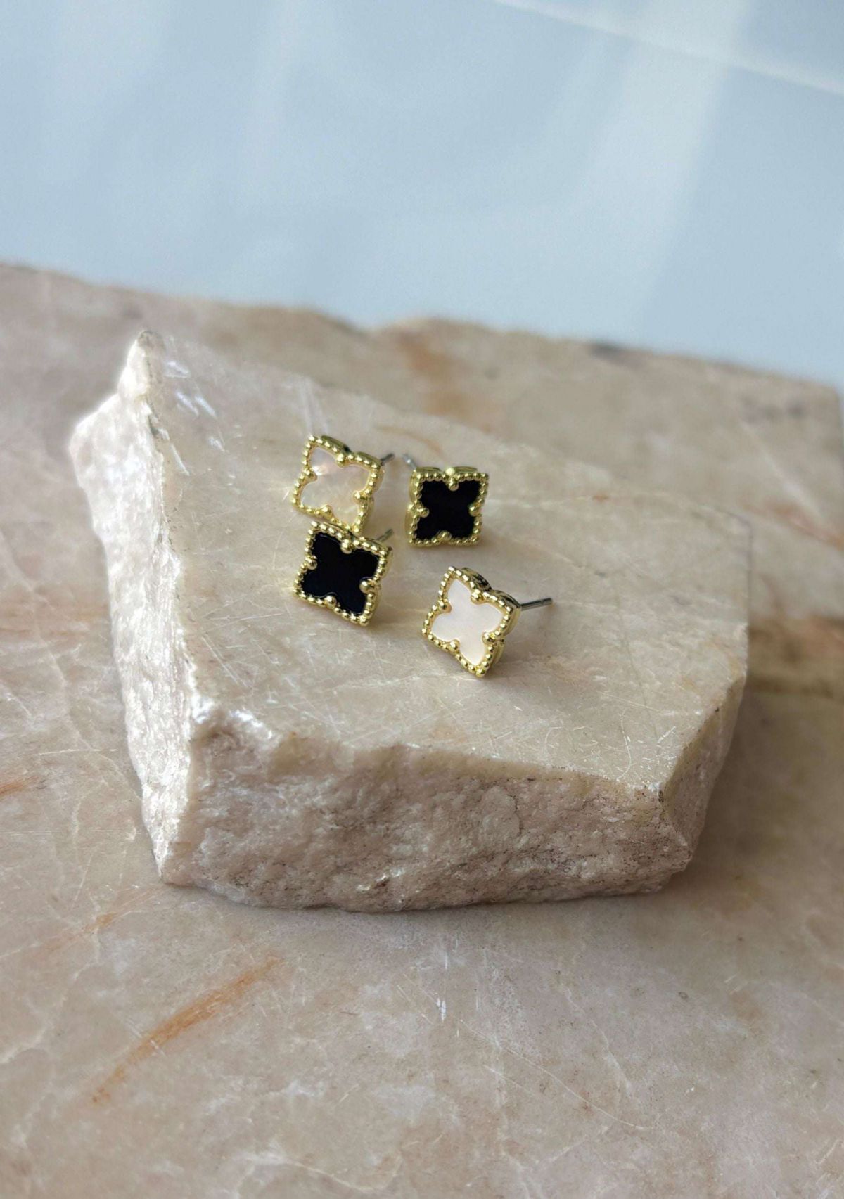 14k Gold Plated Clover Stud Set