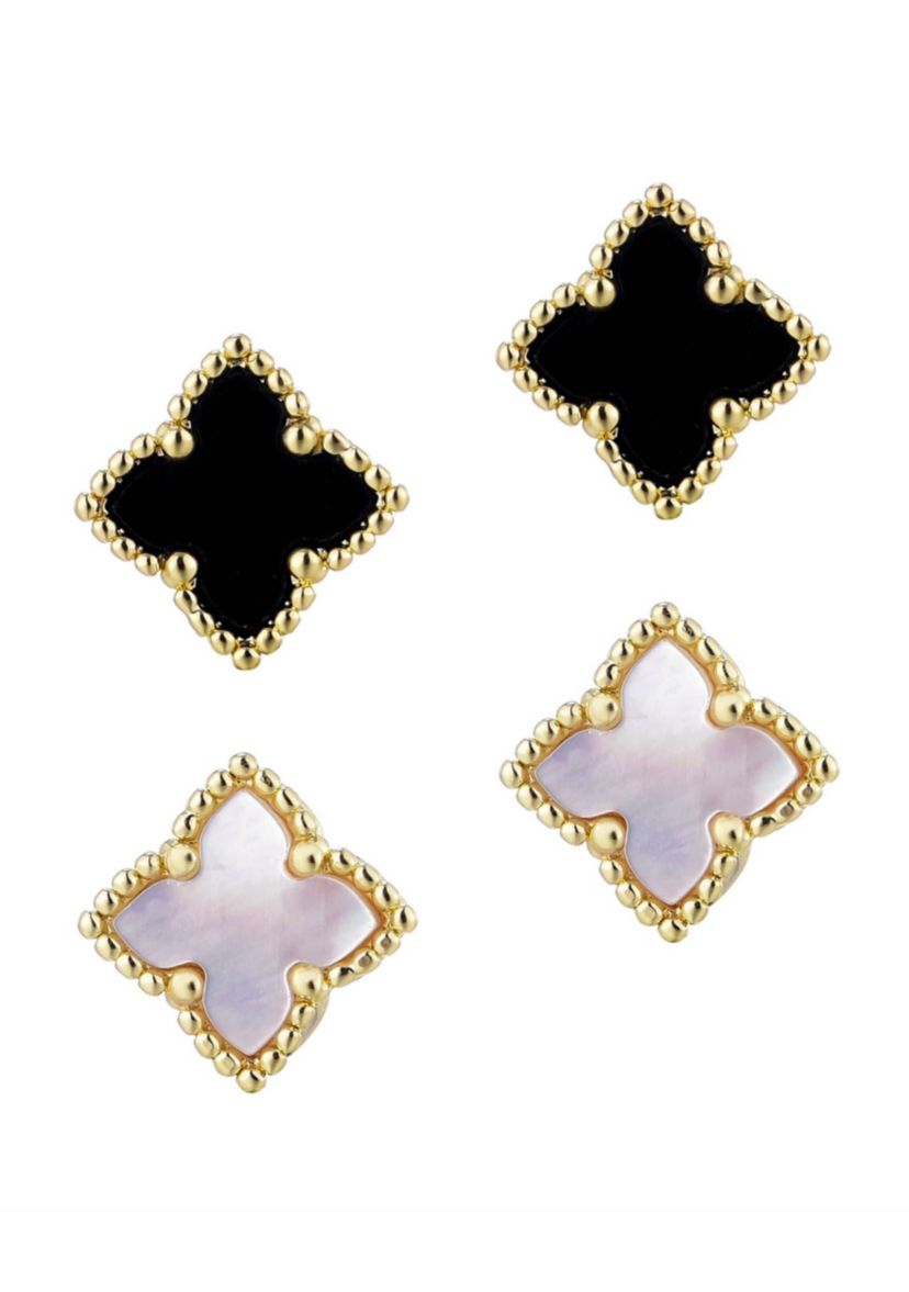 14k Gold Plated Clover Stud Set