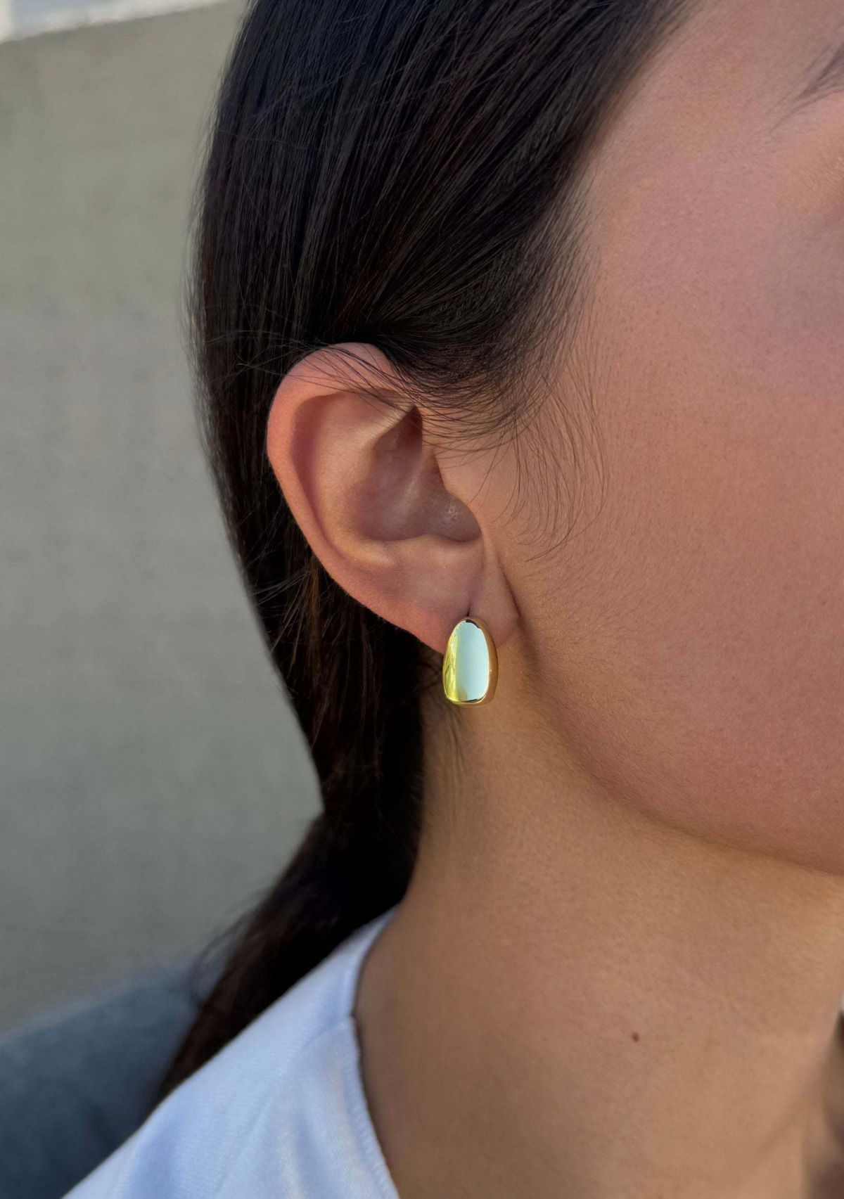 14k Gold Plated Crystal and Plain Chunky Hoop Set